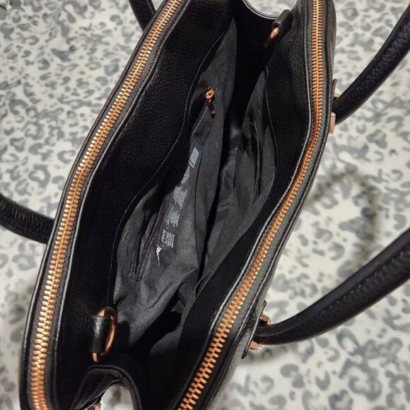 asos Tote Bag Black Rose Gold zipper 11x14x4 - Picture 5 of 13